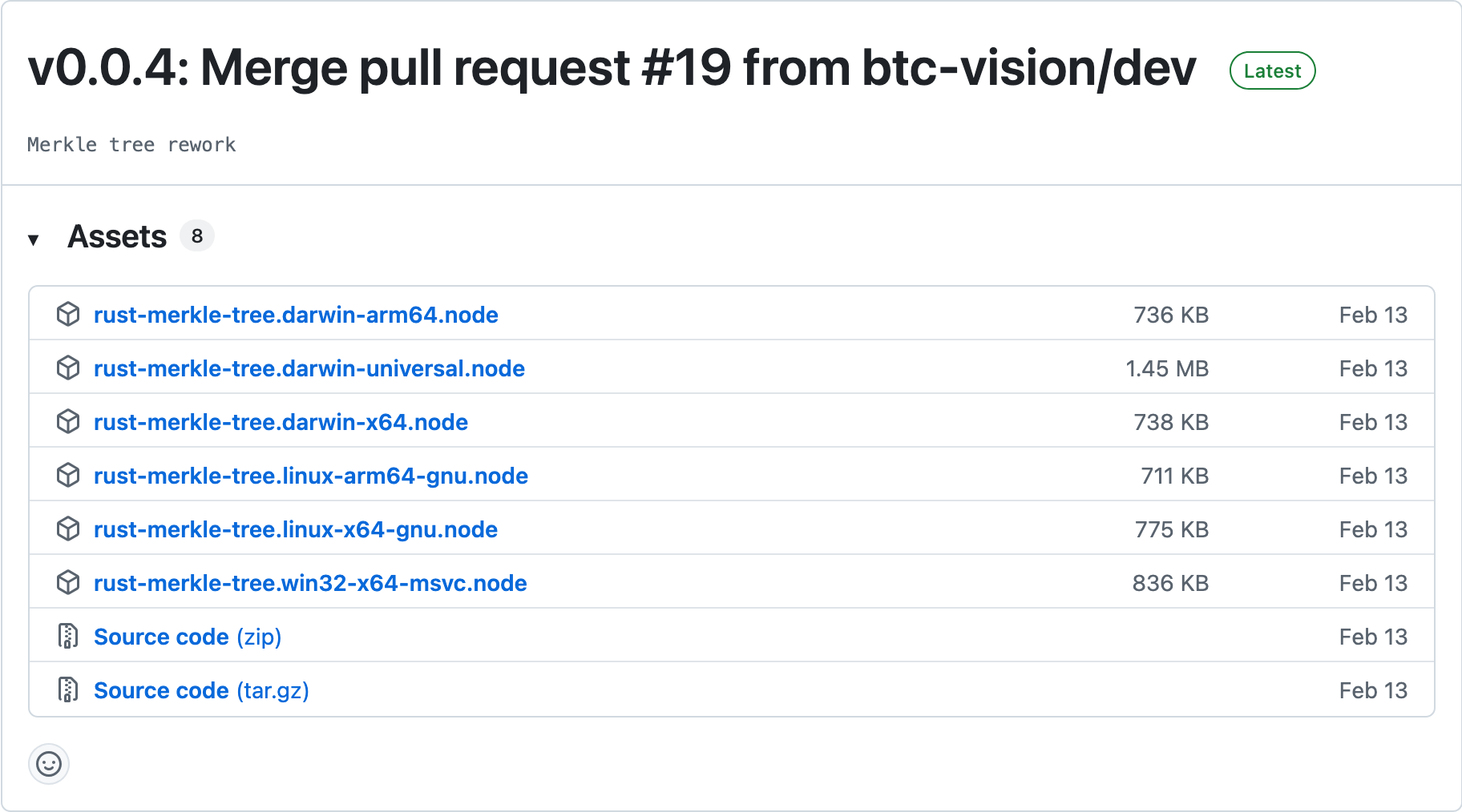 Windows relase of the Rust Merkle Tree Node module